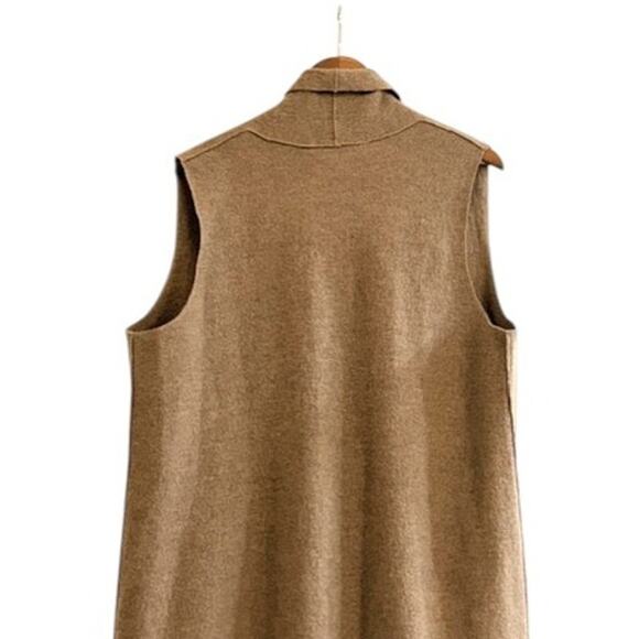 Eileen Fisher Boiled Wool Shawl Collar Long Vest Medium Petite in Color Barley - Picture 5 of 7